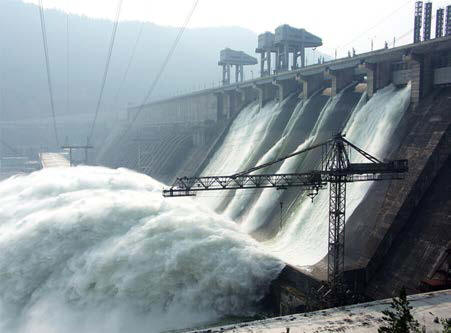 large hydroelectric dam with large water flow